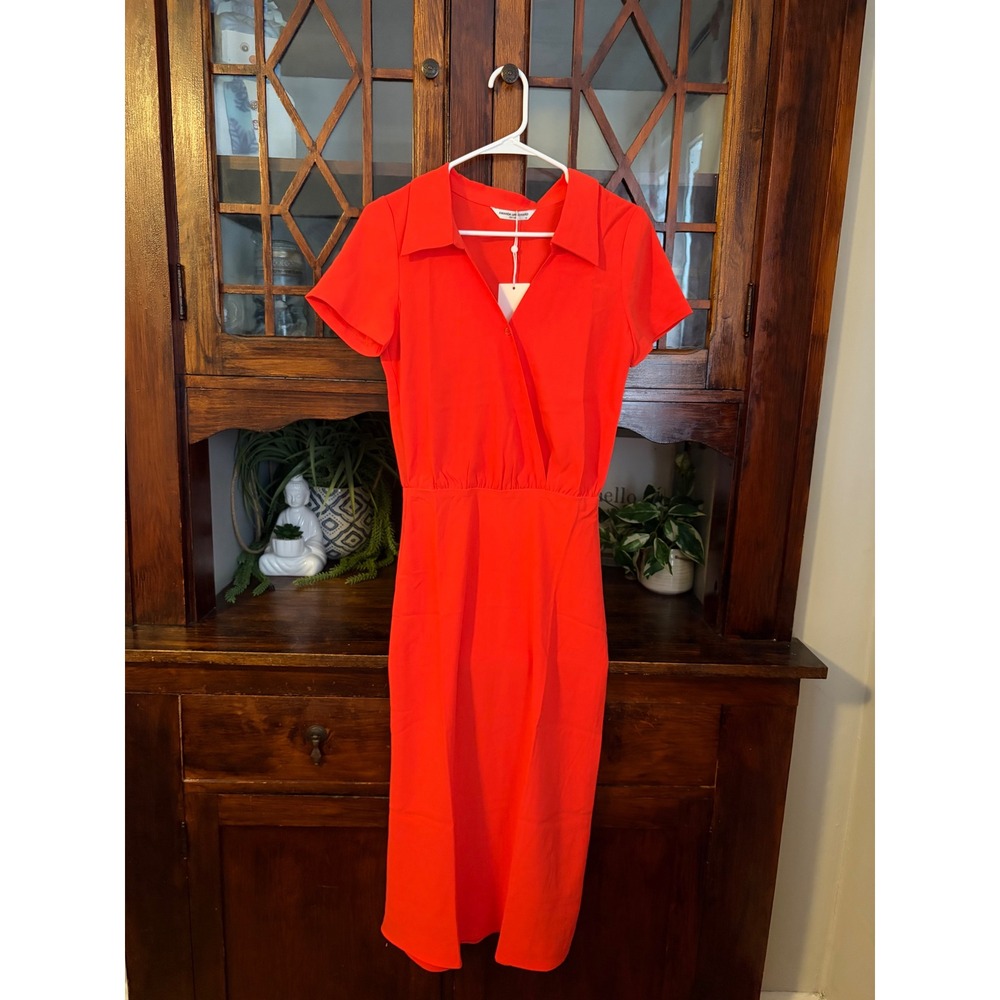 Amanda Uprichard Red Reya Short Sleeve Midi Dress XS NWT New York Contemporary